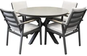 Lola Samantha dining tuinset 120xH75 cm rond 5 delig antraciet keramisch blad