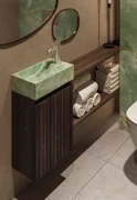 Fontana Green Onyx toiletmeubel met ribbelfront kasteel bruin