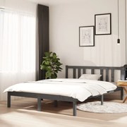 vidaXL Bedframe massief hout grijs 135x190 cm 4FT6 Double