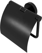 Geesa Nemox black toiletrolhouder met klep 12,8x4,3x12,2cm mat zwart