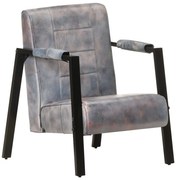 vidaXL Fauteuil 60x80x87 cm echt geitenleer grijs