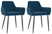 vidaXL Eetkamerstoelen 2 st fluweel blauw