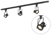 Modern railsysteem met 3 Spot / Opbouwspot / Plafondspots zwart 1-fase - Iconic Suplux Industriele / Industrie / Industrial, Modern GU10 Binnenverlichting Lamp