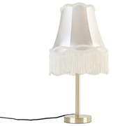 Stoffen Klassieke tafellamp messing met granny kap crème 30 cm - Simplo Klassiek / Antiek E27 rond Binnenverlichting Lamp