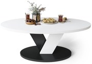 LOVA Wit/Zwart - OVALE SALONTAFEL 110x60 cm MODERNE KOFFIETAFEL