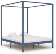 vidaXL Hemelbedframe massief grenenhout grijs 160x200 cm