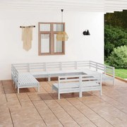 vidaXL 11-delige Loungeset massief grenenhout wit