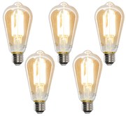 Set van 5 Smart E27 LED lamp ST64 goud 7W 700 lm 1800-4000K