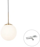 Art Deco hanglamp goud met opaal glas incl. rail adapter wit 1-fase - Slimline Flore Art Deco E27 bol / globe / rond Binnenverlichting Lamp