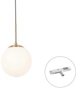 Art Deco hanglamp goud met opaal glas incl. rail adapter wit 1-fase - Slimline Flore