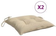 vidaXL Stoelkussens 2 st 50x50x7 cm stof beige