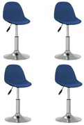 vidaXL Eetkamerstoelen draaibaar 4 st stof blauw