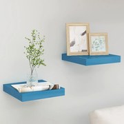 vidaXL Wandschappen zwevend 2 st 23x23,5x3,8 cm MDF blauw