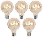 Set van 5 Smart E27 dimbare LED lampen G95 amber 4.9W 320 lm 2500K