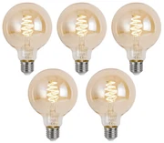 Set van 5 Smart E27 dimbare LED lampen G95 amber 4.9W 320 lm 2500K