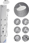 VEVOR Douchepaneeltorensysteem (3 in 1) met regendouchekop, (124 cm) geborstelde roestvrijstalen douchekolom, aan de muur bevestigd regenmassagesysteem, met handdouche en 6 kleine massagejets