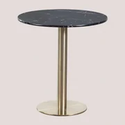 Ronde Bartafel In Marmer Cosmopolitan Zwart Marmer & Ø70 Cm & Champagne Goud - Sklum