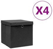 vidaXL Opbergboxen met deksels 4 st 28x28x28 cm zwart