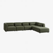 Fogler 5-delige Modulaire Bank Met Chaise Longue Rechts Chenille Groen – Salie - Sklum