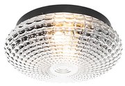Klassieke plafondlamp zwart met smoke glas 30 cm IP44 - Nohmi