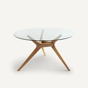 Ronde tafel in glas/eik, Maricielo