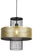 Design hanglamp goud met zwart 40 cm - Tess Design E27 cilinder / rond rond Binnenverlichting Lamp