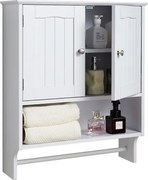 VEVOR Badkamer Wandkast Medicijnkast met 2 deuren en verstelbare planken, Opbergkast Hangkast met open scheidingswand en handdoekenrek voor toilet Wasruimte Keuken