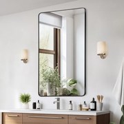 VEVOR Wandspiegel Make-upspiegel Badkamerspiegel 915 x 610 x 25 mm Rechthoekige spiegel, zwart aluminium frame, met Z-vormige beugel voor badkamer Slaapkamer Woonkamer