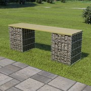 vidaXL Gabion bank 120 cm gegalvaniseerd staal en grenenhout