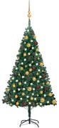 vidaXL Kunstkerstboom met LED's en kerstballen 120 cm PVC groen