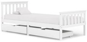 vidaXL Bedframe met 2 lades massief grenenhout wit 90x200 cm