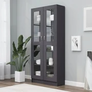 vidaXL Vitrinekast 82,5x30,5x185,5 cm spaanplaat grijs
