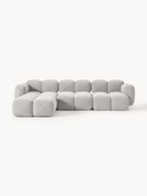 Modulaire bank Tayla (4-zits) van bouclé met poef (links/rechts)
