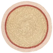 Placemat naturel, zeegras, roze rand,Ø38 cm