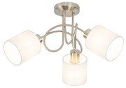 Stoffen PlafondSpot / Opbouwspot / Plafondspot staal met witte kap 3-lichts - Hetta Modern E14 rond Binnenverlichting Lamp