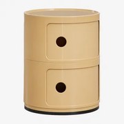 Ronde Nachtkastje Ø30 Cm Met Planken Babel Lichte Mosterd & 2 Lades - Sklum