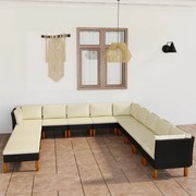 vidaXL 12-delige Loungeset met kussens poly rattan zwart