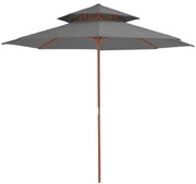 vidaXL Parasol dubbeldekker met houten paal 270 cm antraciet