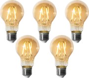 Set van 5 E27 dimbare LED lampen A60 goud 3W 310 lm 2200K