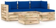 vidaXL 5-delige Loungeset met kussens groen geïmpregneerd hout