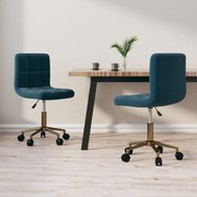 vidaXL Eetkamerstoelen draaibaar 2 st fluweel blauw