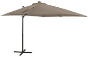 vidaXL Zweefparasol met paal en LED-verlichting 250 cm taupe