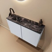 Mondiaz Ture DLux toiletmeubel 80cm clay met wastafel lava links met kraangat