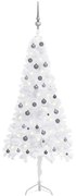 vidaXL Kunstkerstboom met LED's en kerstballen hoek 210 cm PVC wit