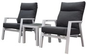 Vegas lounge balkonset 3 delig verstelbaar aluminium wit