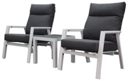 Vegas lounge balkonset 3 delig verstelbaar aluminium wit