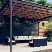 vidaXL 9-delige Loungeset met kussens poly rattan zwart