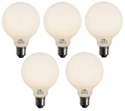 Set van 5 E27 dimbare LED lamp opaal G95 5W 450 lm 3000K