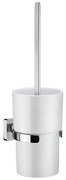 Smedbo Ice WC-borstelgarnituur - 9.8x38x10.6cm - zelfklevend / boren - Massief messing Chroom/Porcelein OK333P