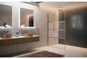 Novellini H art Inloopdouche - 120x200cm - Ribbelglas linea 2 - brushed red gold (koper) harthc120-93r
